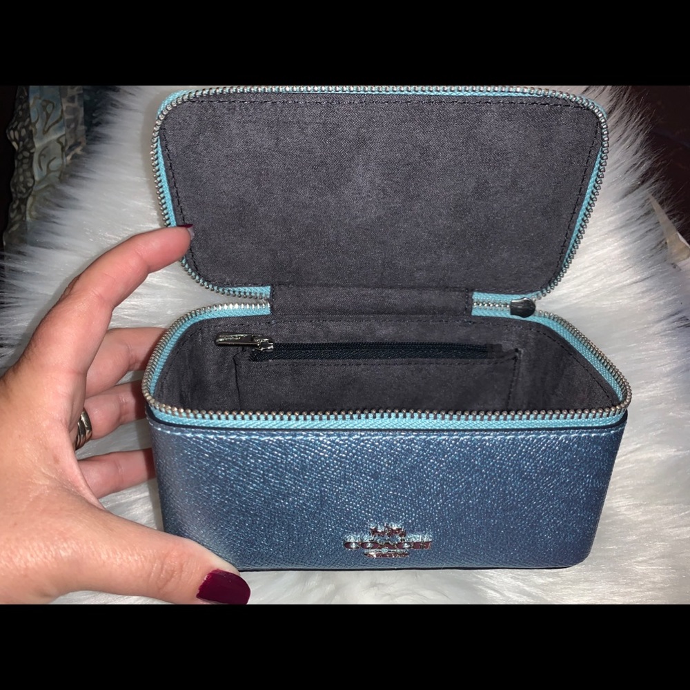 Metallic Sky Blue - Coach vanity / train case